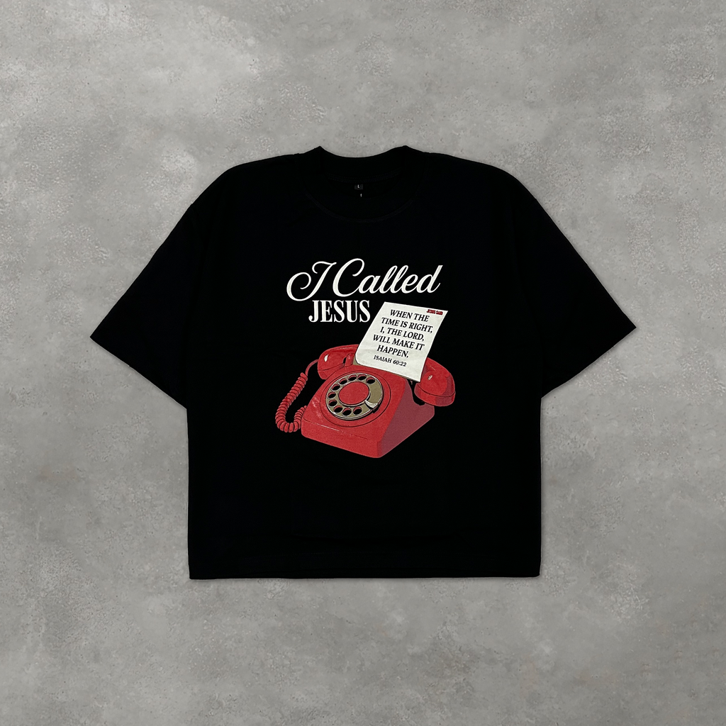I Called Jesus Boxy Crop Tee Black