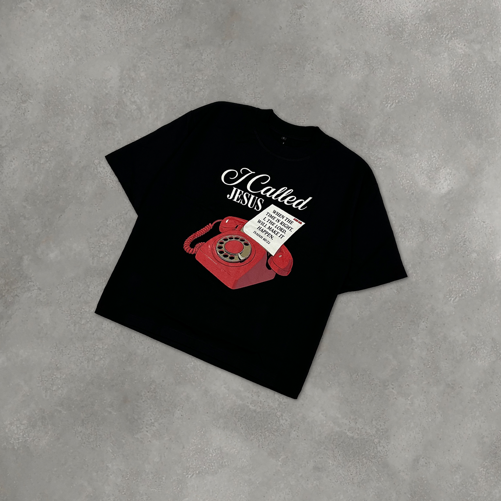 I Called Jesus Boxy Crop Tee Black