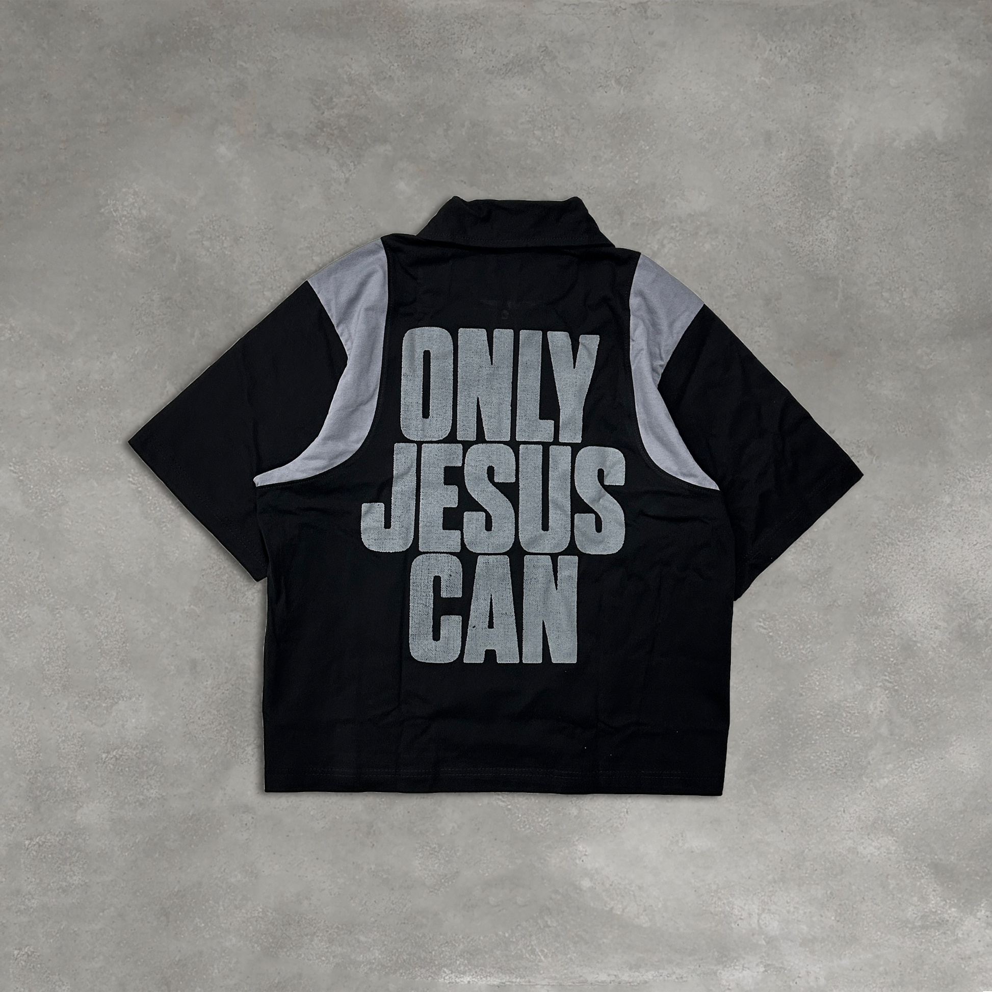 Only Jesus Can Quarter Zip Polo Shirt Black