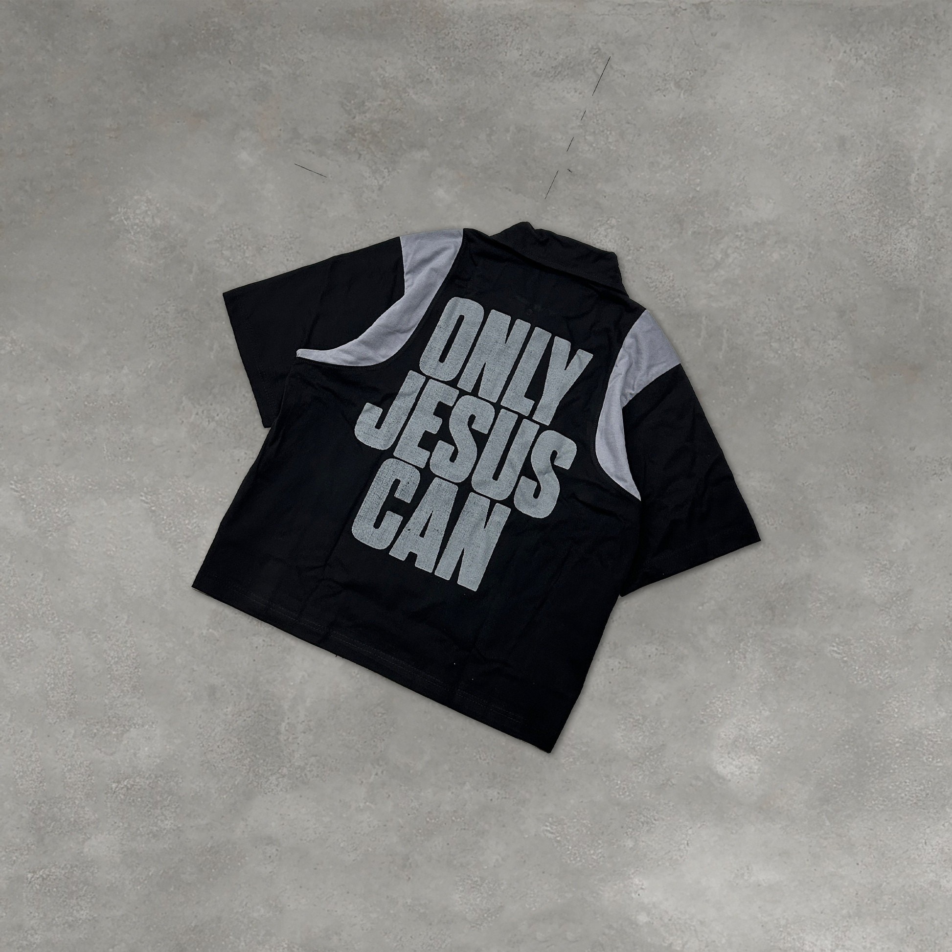 Only Jesus Can Quarter Zip Polo Shirt Black