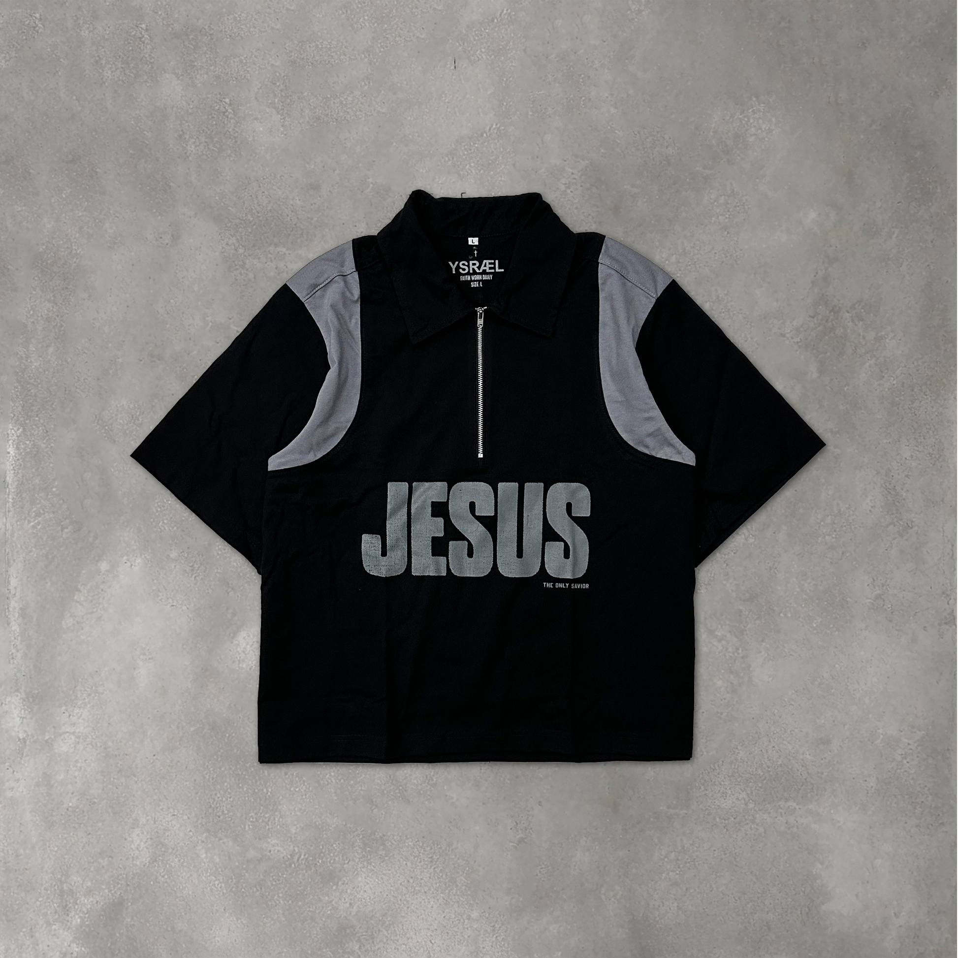 Only Jesus Can Quarter Zip Polo Shirt Black