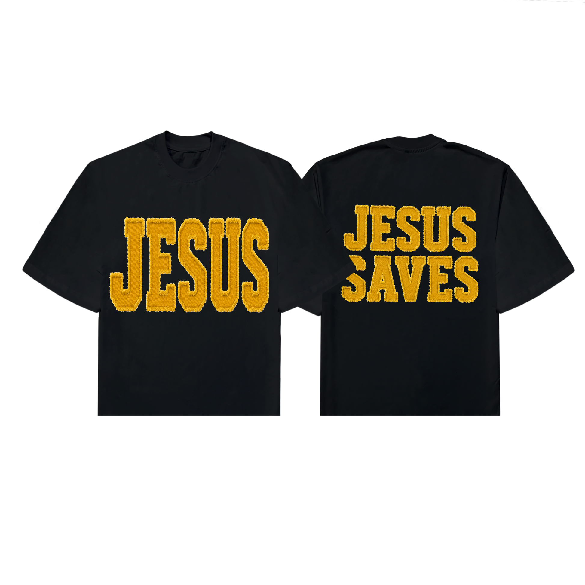 Jesus Saves Chenille Tee Black - PRE-ORDER