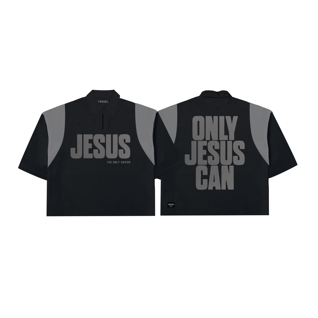 Only Jesus Can Quarter Zip Polo Shirt Black