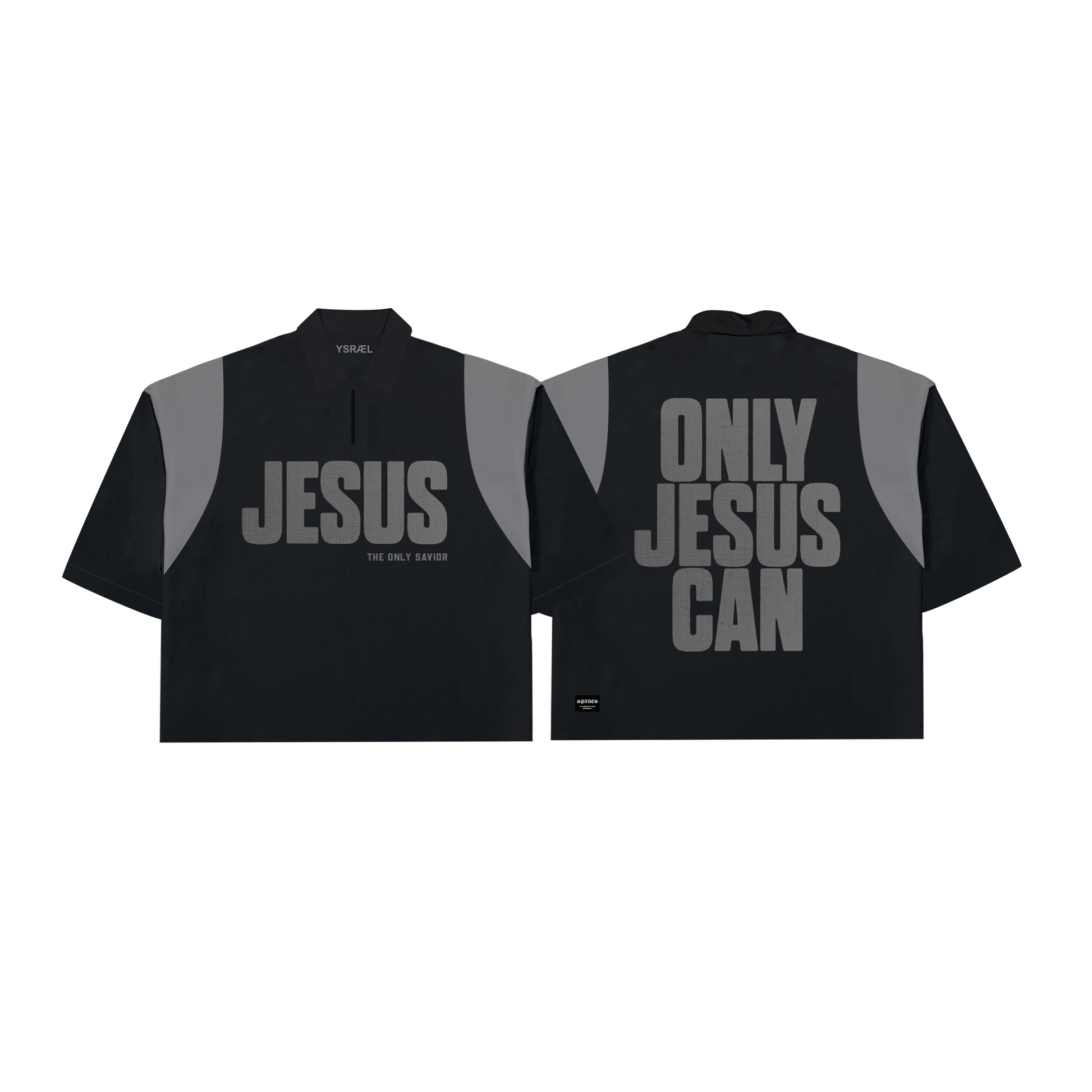 Only Jesus Can Quarter Zip Polo Shirt Black