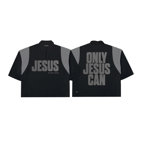 Only Jesus Can Quarter Zip Polo Shirt Black