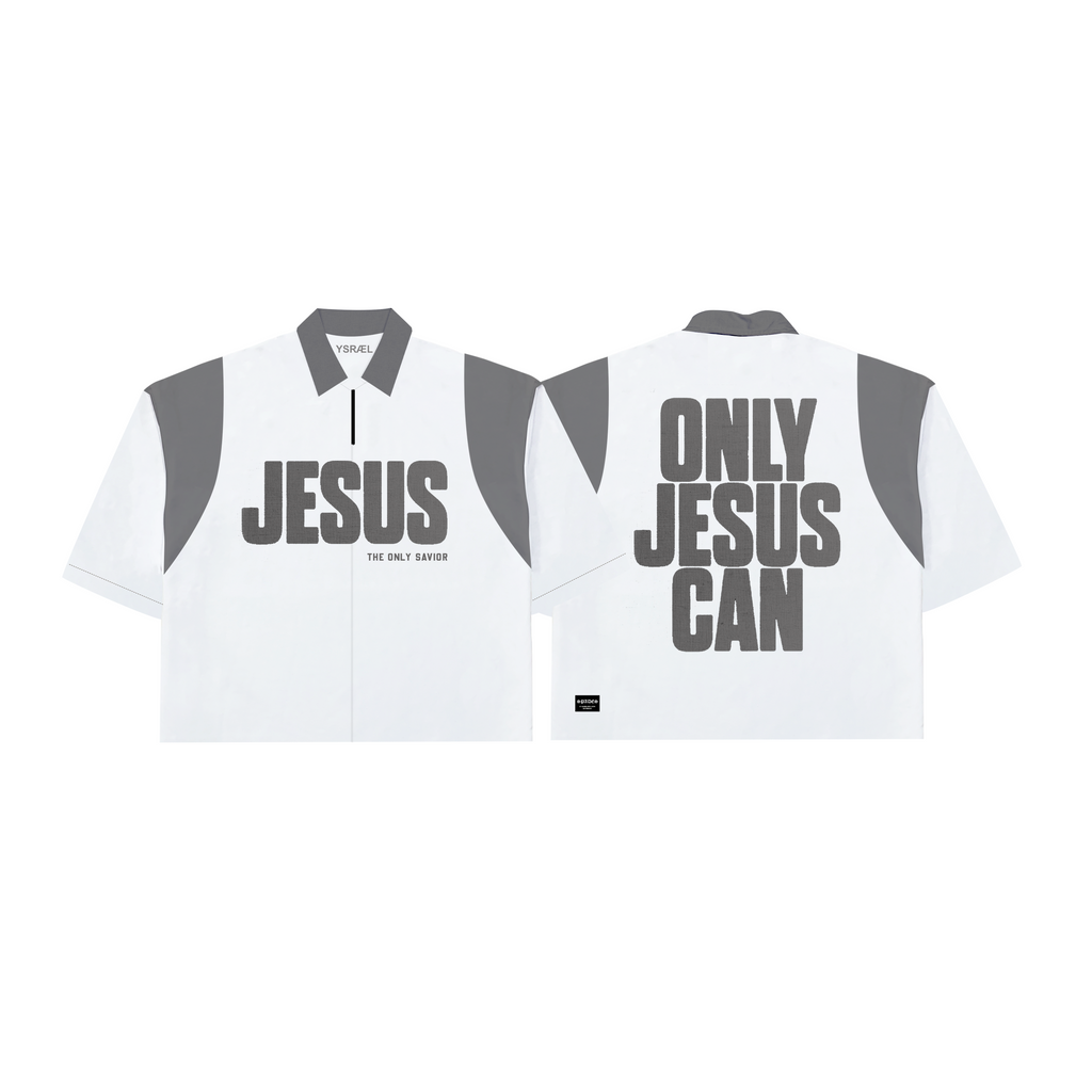 Only Jesus Can Quarter Zip Polo Shirt White